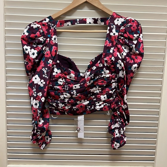 For Love And Lemons Penny Blouse in Fuchsia, Size XSmall - Picture 10 of 16